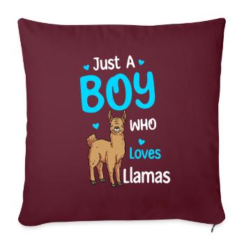 Nur Ein Junge, Der Lamas Liebt - Sofakissenbezug 45 x 45 cm - Burgunderrot - Vorne
