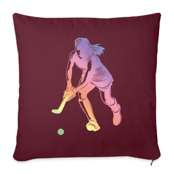 Silhouette de sport de hockey sur gazon - Housse de coussin décorative 45 x 45 cm - bordeaux - Devant