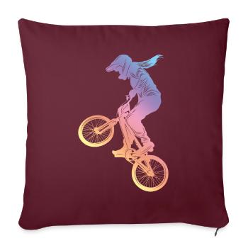Motocross Femme Silhouette - Housse de coussin décorative 45 x 45 cm - bordeaux - Devant