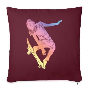 Silhouette de femme skateboard - Housse de coussin décorative 45 x 45 cm - bordeaux - Devant