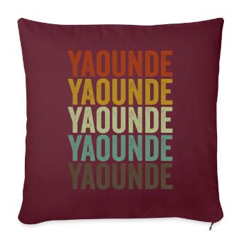 Yaoundé Cameroun Rétro Vintage - Housse de coussin décorative 45 x 45 cm - bordeaux - Devant