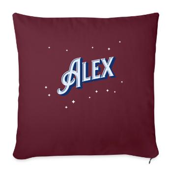 Nom d’Alex personnalisé - Housse de coussin décorative 45 x 45 cm - bordeaux - Devant