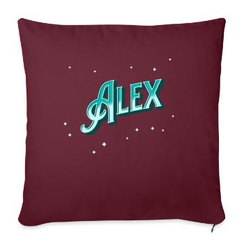 Nom d’Alex personnalisé - Housse de coussin décorative 45 x 45 cm - bordeaux - Devant