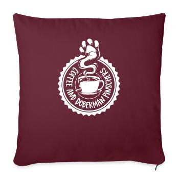 Café et Doberman - Housse de coussin décorative 45 x 45 cm - bordeaux - Devant