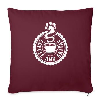 Kaffee und Akita - Sofakissenbezug 45 x 45 cm - Burgunderrot - Vorne
