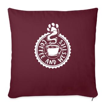 Kaffee und Westie - Sofakissenbezug 45 x 45 cm - Burgunderrot - Vorne