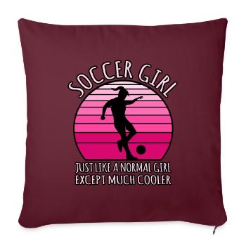 Fille de football cool - Housse de coussin décorative 45 x 45 cm - bordeaux - Devant