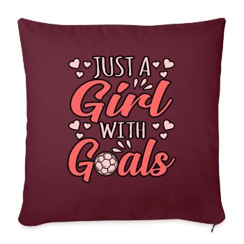 Juste une fille avec des buts Football - Housse de coussin décorative 45 x 45 cm - bordeaux - Devant