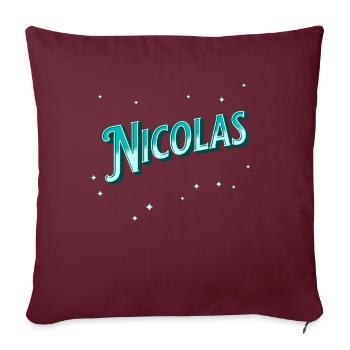 Le nom de Nicolas personnalisé - Housse de coussin décorative 45 x 45 cm - bordeaux - Devant