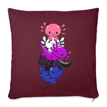 Subtil Genderfluid Flag Kawaii Axolotl LGBTQ - Housse de coussin décorative 45 x 45 cm - bordeaux - Devant
