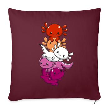 Subtle Lesbian Pride Flag Kawaii Axolotl LGBTQ - Sofakissenbezug 45 x 45 cm - Burgunderrot - Vorne