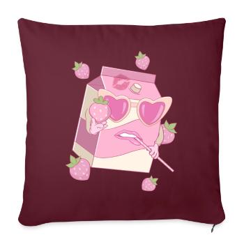 Coquette Esthétique Lait de Fraise Rose Centre-Ville - Housse de coussin décorative 45 x 45 cm - bordeaux - Devant
