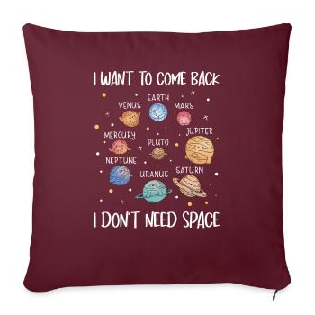 Planète Pluton Je veux revenir Je n’ai pas besoin d’espace - Housse de coussin décorative 45 x 45 cm - bordeaux - Devant
