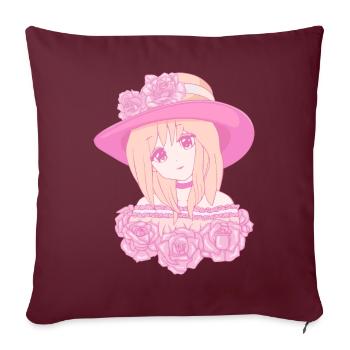Coquette Esthétique Rose Anime Girl Centre-ville - Housse de coussin décorative 45 x 45 cm - bordeaux - Devant