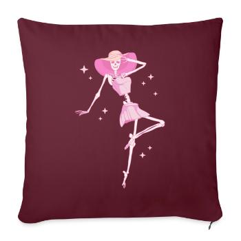 Coquette Esthétique Squelette Rose Centre-Ville - Housse de coussin décorative 45 x 45 cm - bordeaux - Devant
