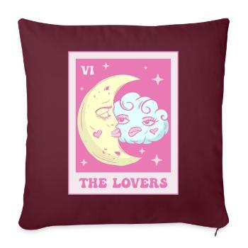 Coquette Esthétique Carte de Tarot Rose Les Amoureux - Housse de coussin décorative 45 x 45 cm - bordeaux - Devant
