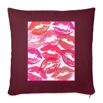 Coquette Esthétique Pink Kisses Valentines Day Lèvres - Housse de coussin décorative 45 x 45 cm - bordeaux - Devant