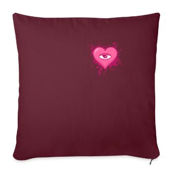 Coquette Esthétique Rose Weirdcore Eye Coeur - Housse de coussin décorative 45 x 45 cm - bordeaux - Devant