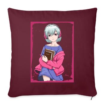 Downtown Girl Esthétique Anime Fille Coquette - Housse de coussin décorative 45 x 45 cm - bordeaux - Devant