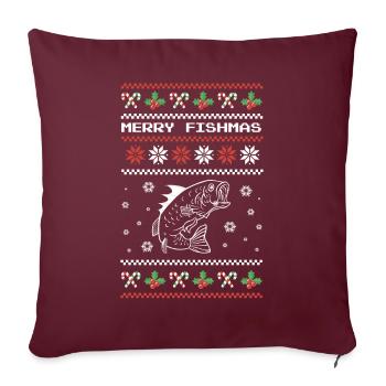 Merry Fishma’s Angler Perch Cadeau de Noël - Housse de coussin décorative 45 x 45 cm - bordeaux - Devant
