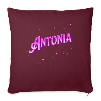 Antonia nom personnalisé - Housse de coussin décorative 45 x 45 cm - bordeaux - Devant