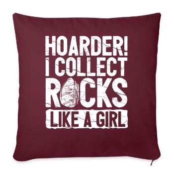 Drôle de fille de chasse aux rochers - Housse de coussin décorative 45 x 45 cm - bordeaux - Devant