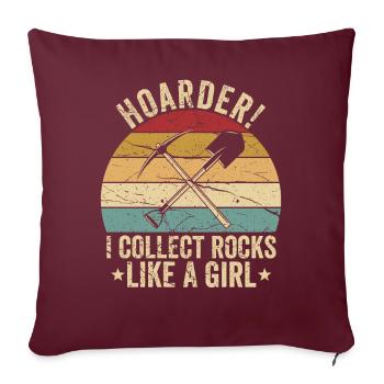 Drôle de fille de chasse aux rochers - Housse de coussin décorative 45 x 45 cm - bordeaux - Devant