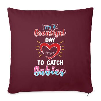 Catch Babies Noula Obstétricien sage-femme - Housse de coussin décorative 45 x 45 cm - bordeaux - Devant