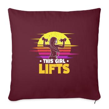 Cette femme balance le coucher de soleil rétro de Kettbell - Housse de coussin décorative 45 x 45 cm - bordeaux - Devant