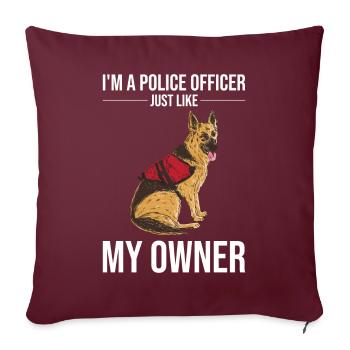 Polizeibeamter Polizeihund - Sofakissenbezug 45 x 45 cm - Burgunderrot - Vorne