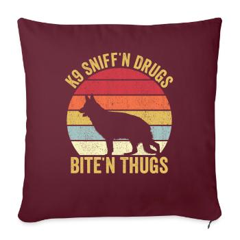 Polizist Polizeihund Vintage - Sofakissenbezug 45 x 45 cm - Burgunderrot - Vorne