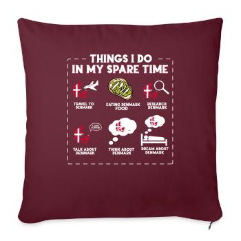Ce que je fais pendant mon temps libre Danemark - Housse de coussin décorative 45 x 45 cm - bordeaux - Devant