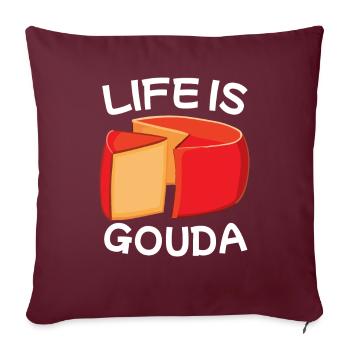 Morceau de fromage Gouda - Housse de coussin décorative 45 x 45 cm - bordeaux - Devant