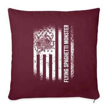 Fliegendes Spaghettimonster US-Flagge Pastafari - Sofakissenbezug 45 x 45 cm - Burgunderrot - Vorne