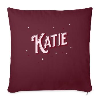 Nom Katie personnalisé - Housse de coussin décorative 45 x 45 cm - bordeaux - Devant
