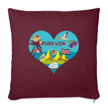 Pura Vida Coeur Costa Rica Symboles Amérique du Sud - Housse de coussin décorative 45 x 45 cm - bordeaux - Devant