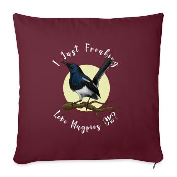 J’adore les pies. - Housse de coussin décorative 45 x 45 cm - bordeaux - Devant