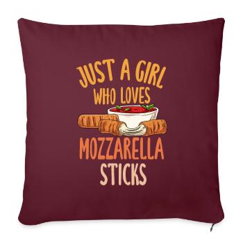 Juste une fille qui aime les bâtonnets de mozzarella - Housse de coussin décorative 45 x 45 cm - bordeaux - Devant
