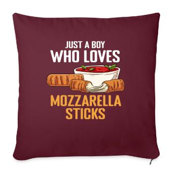 Juste un garçon qui aime les bâtonnets de mozzarella - Housse de coussin décorative 45 x 45 cm - bordeaux - Devant