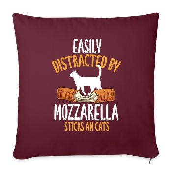 Facilement distrait par les bâtonnets de mozzarella et le chat - Housse de coussin décorative 45 x 45 cm - bordeaux - Devant