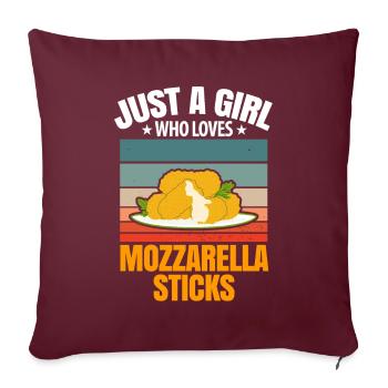 Juste une fille qui aime les bâtonnets de mozzarella - Housse de coussin décorative 45 x 45 cm - bordeaux - Devant