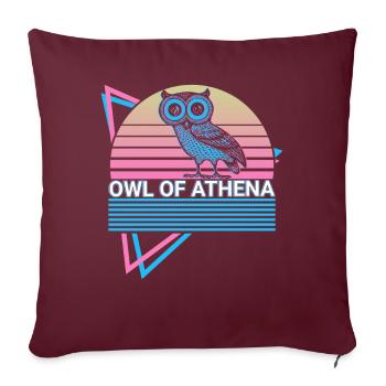 Eule der Athene Retro - Sofakissenbezug 45 x 45 cm - Burgunderrot - Vorne