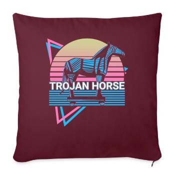 Cheval de Troie Troie Mythol grec antique - Housse de coussin décorative 45 x 45 cm - bordeaux - Devant
