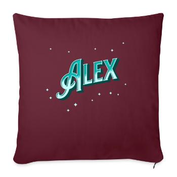 Le prénom d’Alex personnalisé - Housse de coussin décorative 45 x 45 cm - bordeaux - Devant