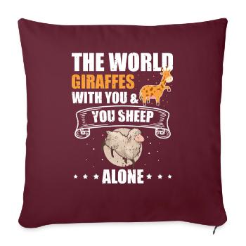 Girafes du monde avec vous moutons seuls - Housse de coussin décorative 45 x 45 cm - bordeaux - Devant