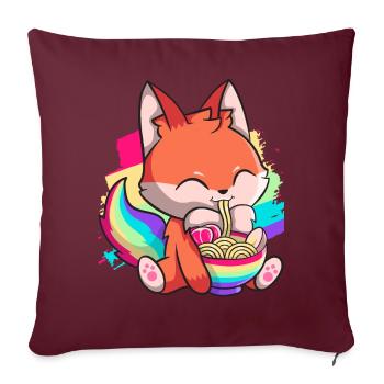 Kawaii Fox Japanische Ramen Nudeln Regenbogen Nied - Sofakissenbezug 45 x 45 cm - Burgunderrot - Vorne