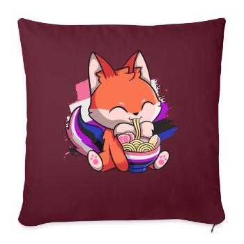 Genderfluid Stolz Kawaii Fuchs Nouilles Ramen Genre - Housse de coussin décorative 45 x 45 cm - bordeaux - Devant