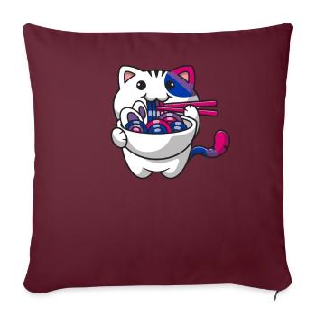 Bisexual Pride Bi Kawaii Cat Ramen Noodles Bisex - Housse de coussin décorative 45 x 45 cm - bordeaux - Devant