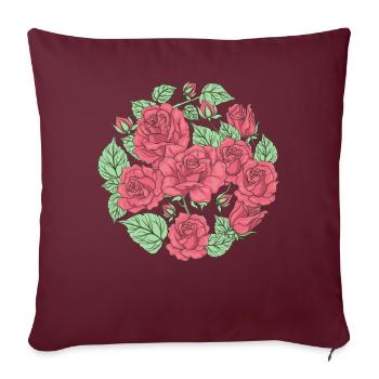 Bloomcore Ästhetische rote Rosen Flowercore Cottag - Sofakissenbezug 45 x 45 cm - Burgunderrot - Vorne