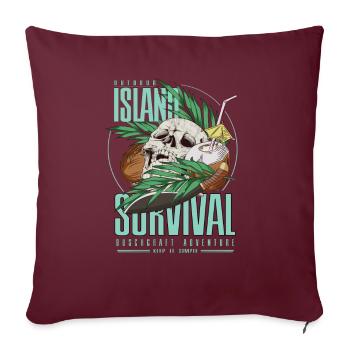 Île de Bushcraft Survival Jungle Skull Cadeau - Housse de coussin décorative 45 x 45 cm - bordeaux - Devant